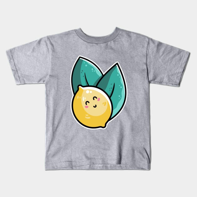 Kawaii Cute Lemon and Leaves Kids T-Shirt by freeves